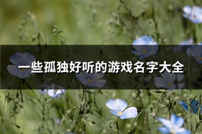 ​一些孤独好听的游戏名字大全(共341个)