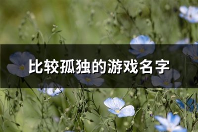 ​比较孤独的游戏名字(225个)