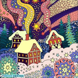 ​色彩亮丽，构图很有设计感的一组装饰画